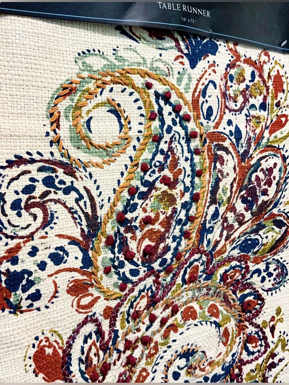 Cynthia Rowley Table Runner Embroidered Paisley Print